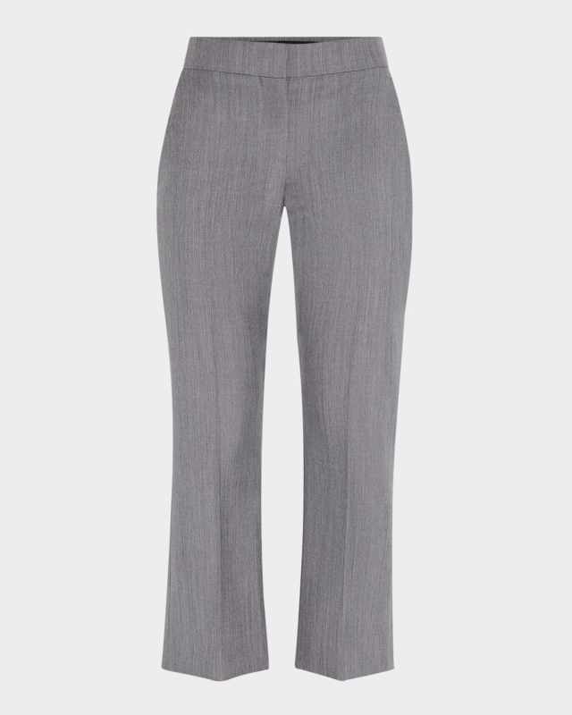 Mid-Rise Wool Mohair Kickflare Crop Trousers