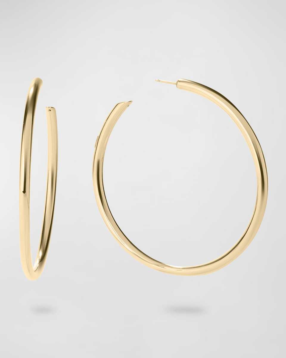 14K Gold Hollow Hoop Earrings With Diagonal Edges