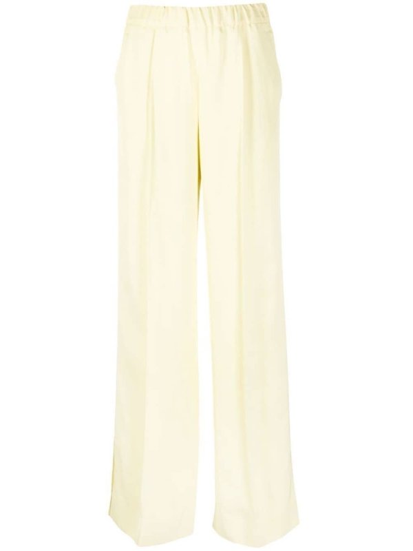 high waisted yellow trousers