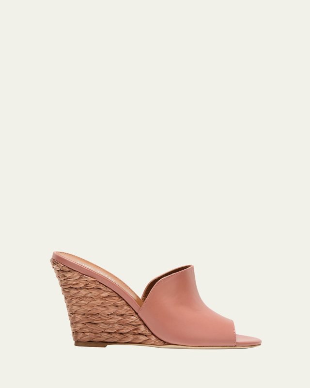 Deia Leather Wedge Slide Espadrilles