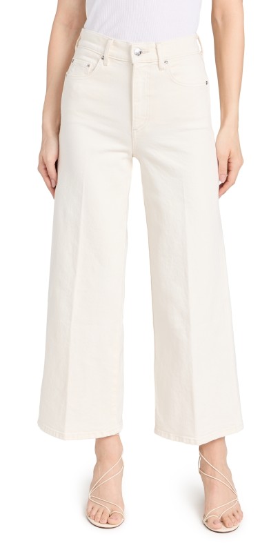 LE JEAN Juliette Wide Leg Ankle Jeans Bone