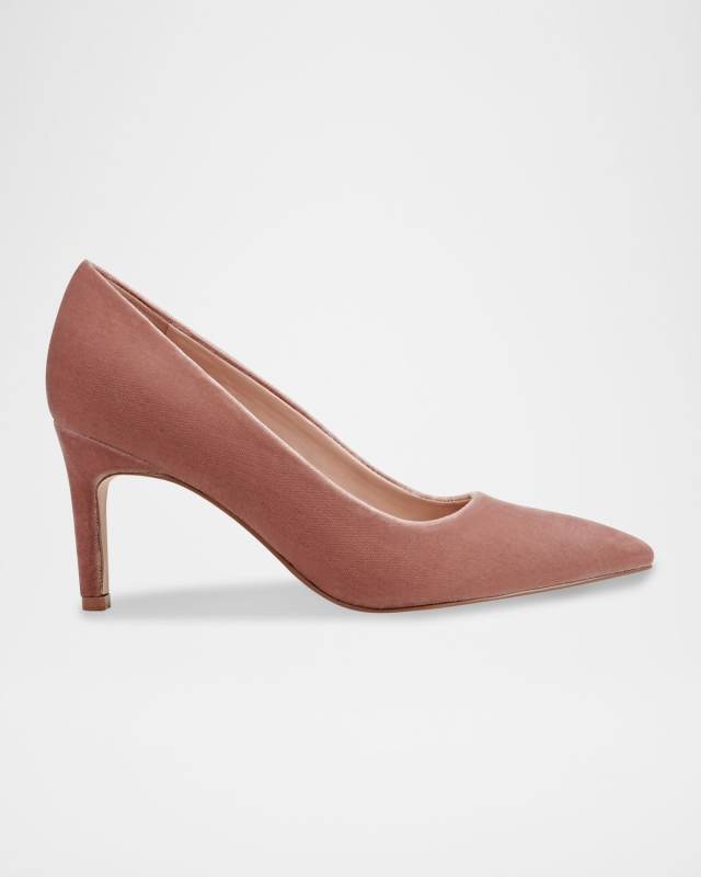 Velvet Mid-Heel Stiletto Pumps