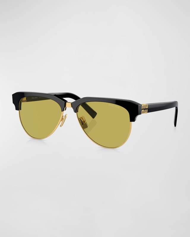 Acetate & Metal Aviator Sunglasses