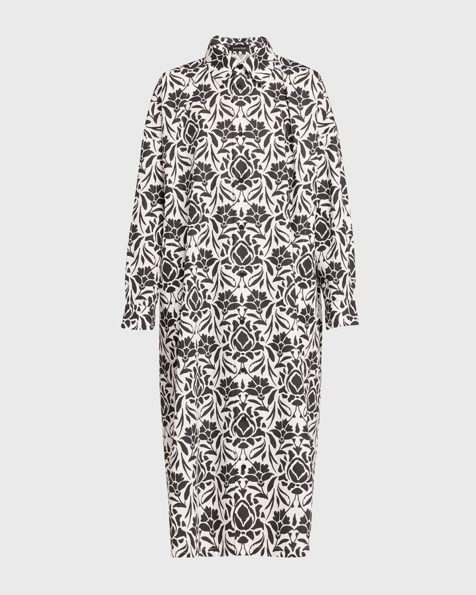 Printed Wide A-line Shirtdress