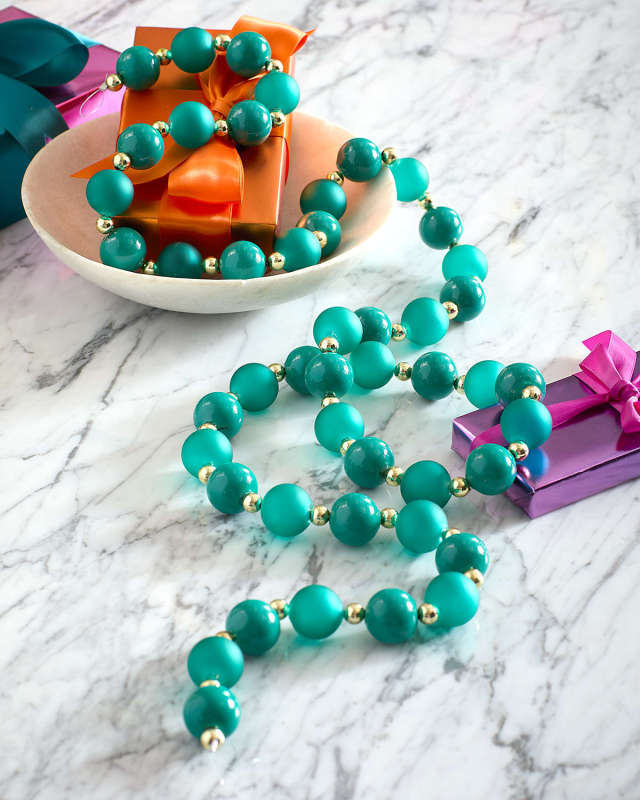 60" Sugar Plum Frosted Glass Ball Christmas Garland, Teal