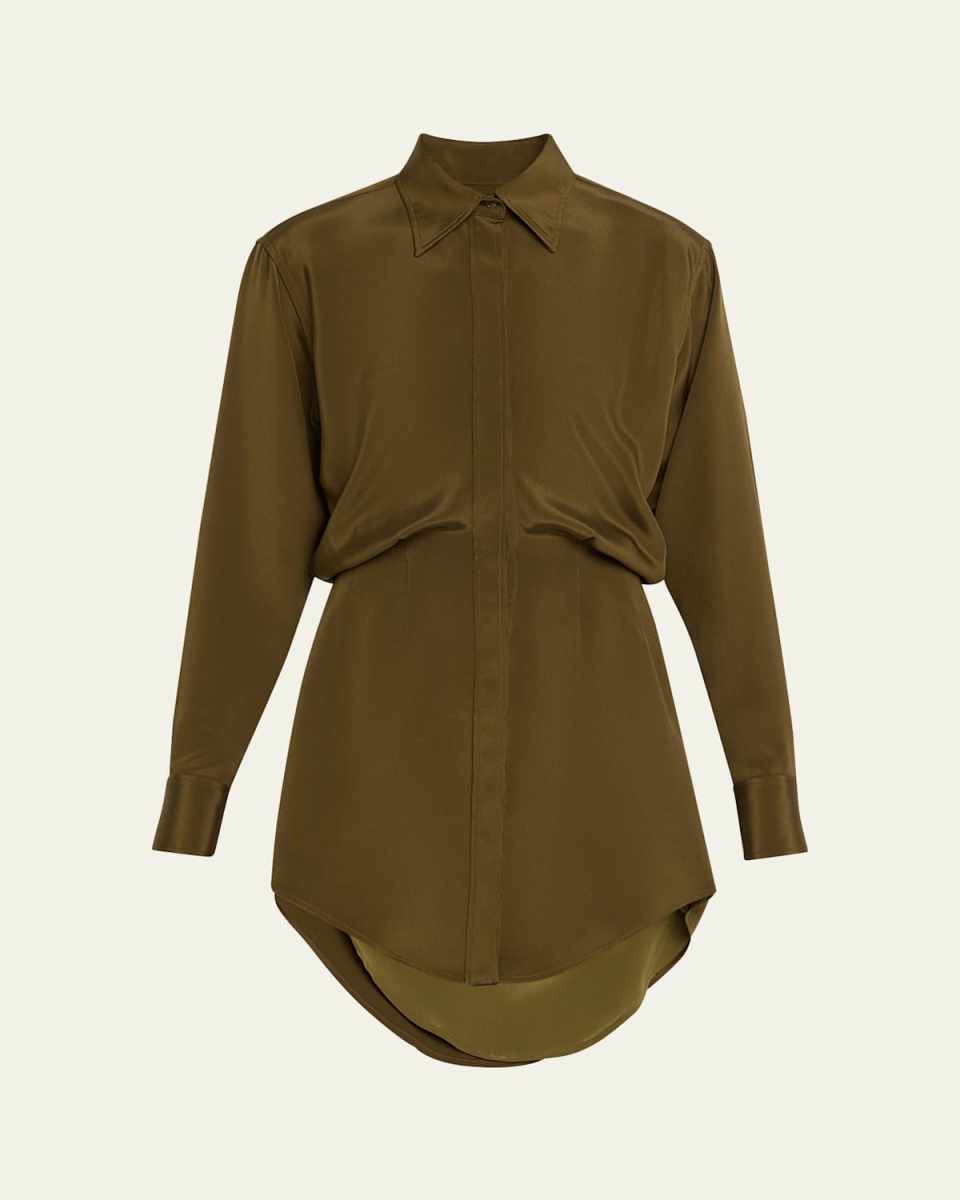 The Vera Button Down Mini Silk Shirtdress