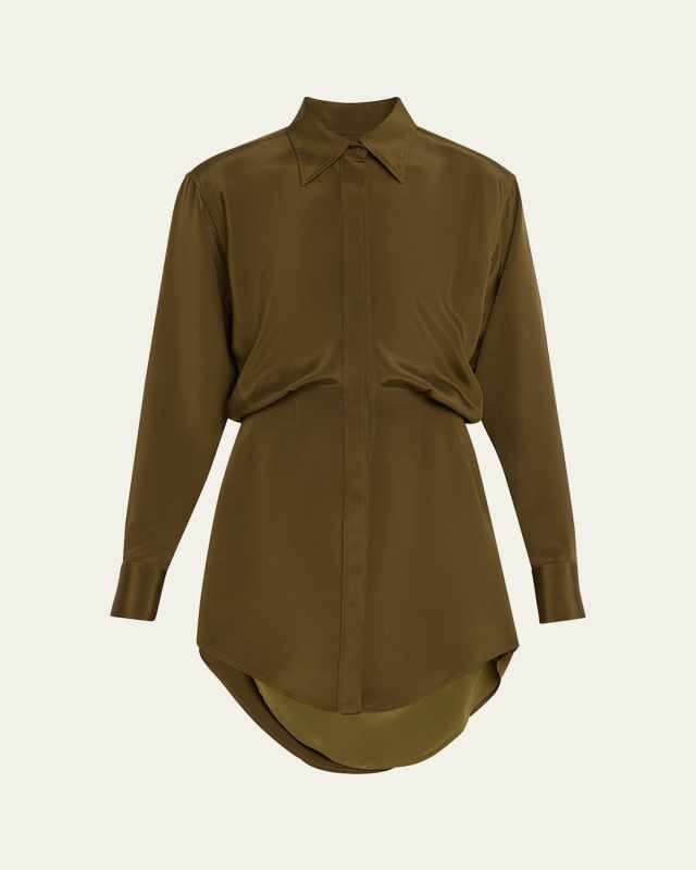 The Vera Button Down Mini Silk Shirtdress