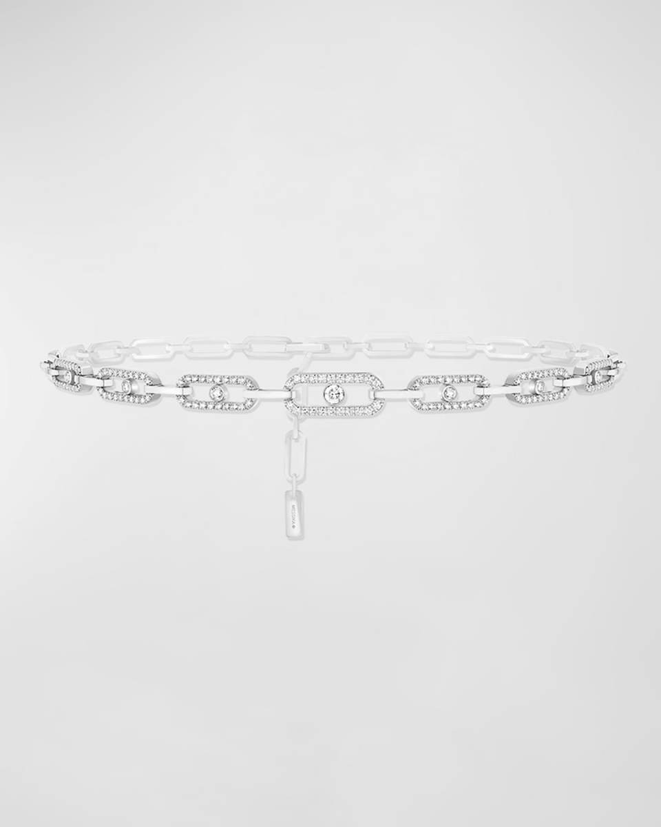 MOVE LINK MULTI 18K WHITE GOLD DIAMOND CHOKER NECKLACE