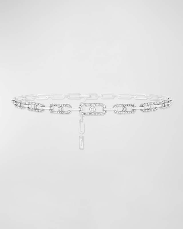 MOVE LINK MULTI 18K WHITE GOLD DIAMOND CHOKER NECKLACE