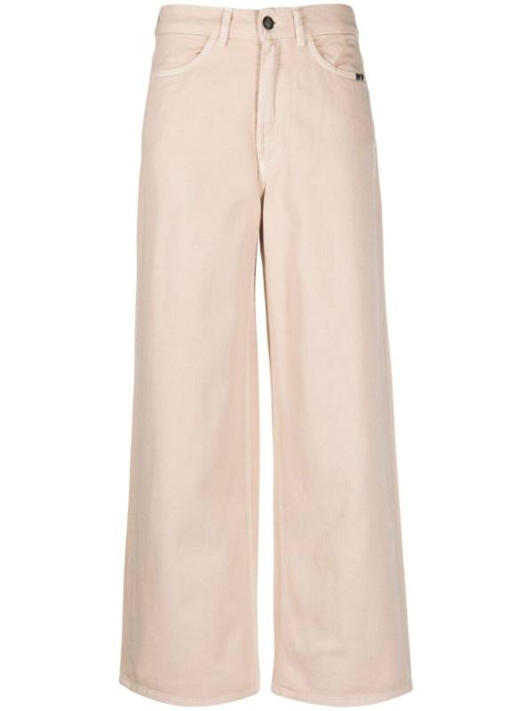 wide-leg high-waisted jeans