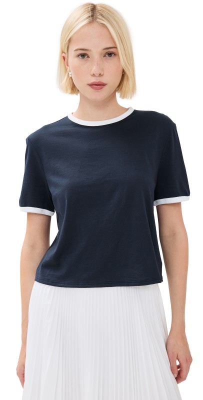 Theory Ringer Tee Nocturne Navy/White