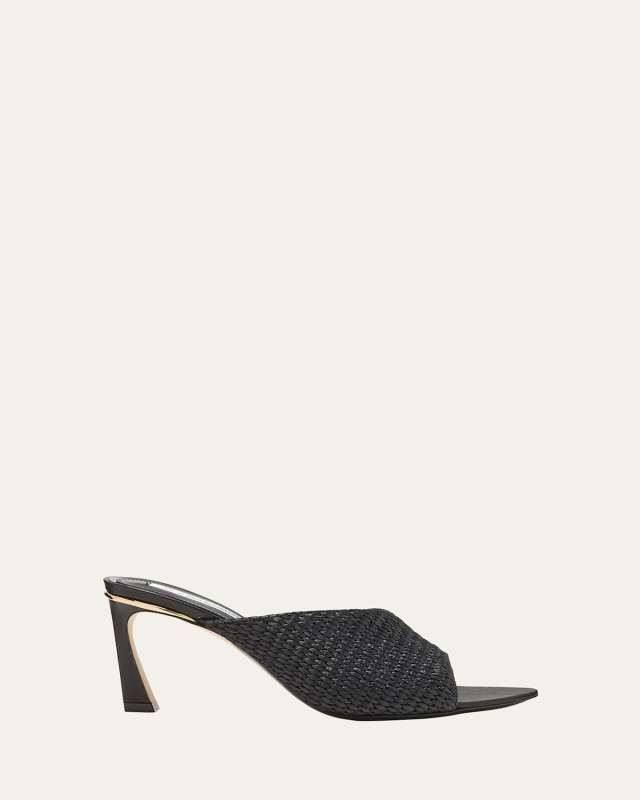 Raffia Stiletto Mule Sandals