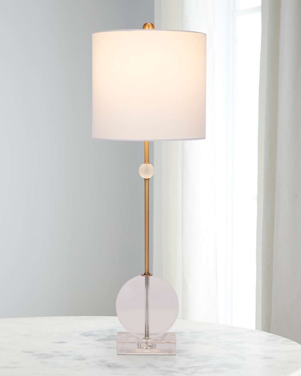 Brady Crystal and Brass Buffet Lamp With Linen Shade