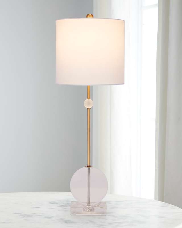 Brady Crystal and Brass Buffet Lamp With Linen Shade