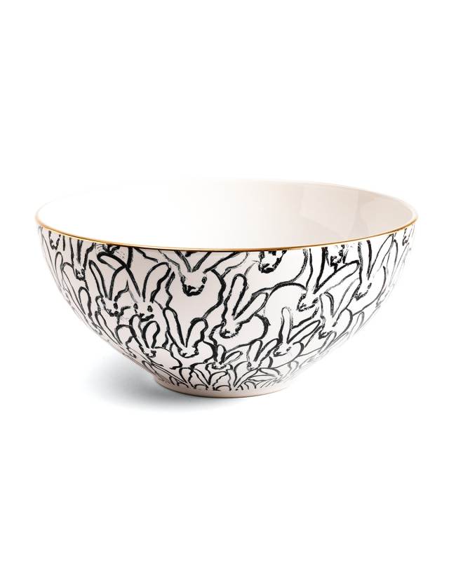 Rabbit Run Serving Bowl with Gold Rim
