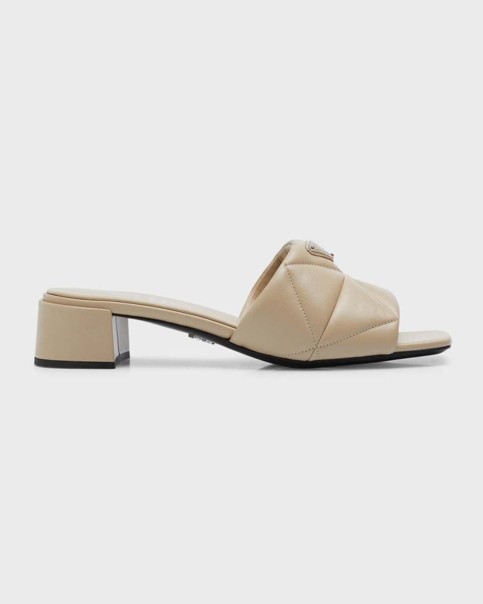 Quilted Leather Slide Sandals