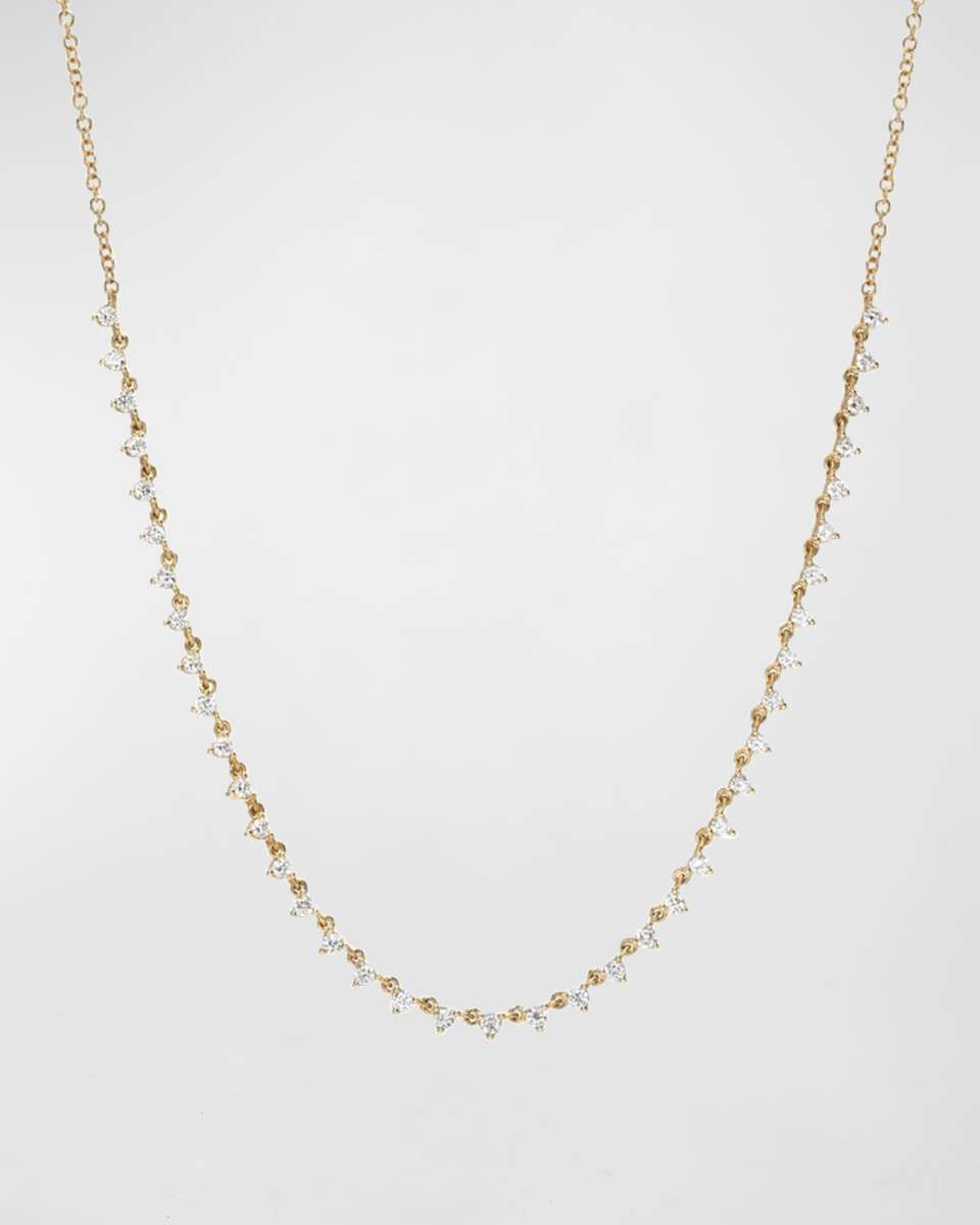 14K Gold 3-Prong Diamond Segment Necklace