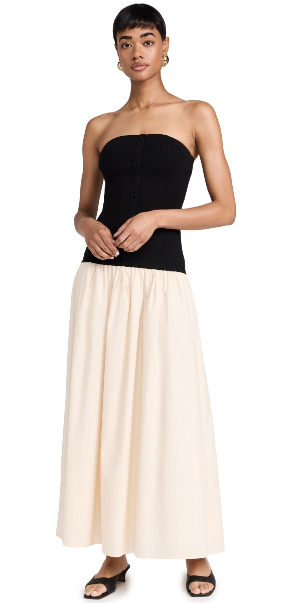 Line & Dot Tanner Combo Dress Black And Taupe