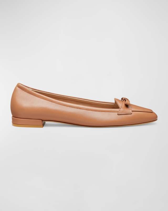 Tully Leather Bow Ballerina Loafers