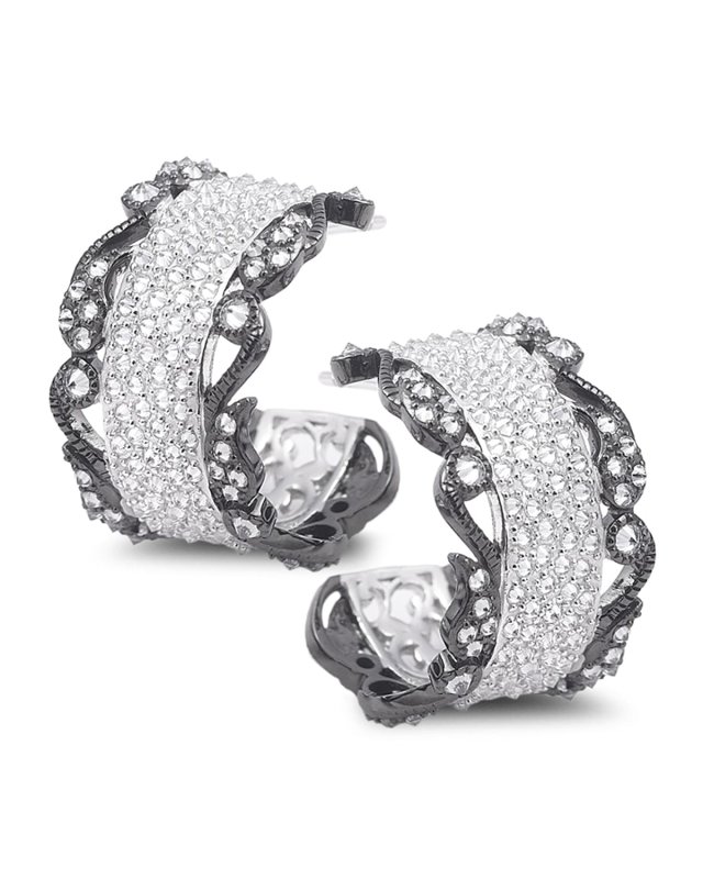 Vitality 18k White Gold Diamond Huggie Hoop Earrings