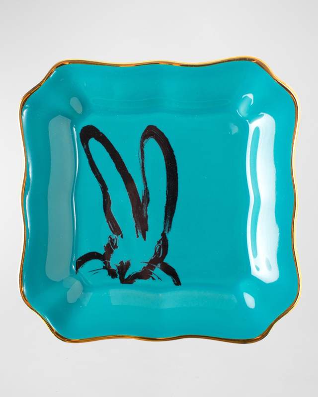 Portrait Plate with Gold Rim - Teal