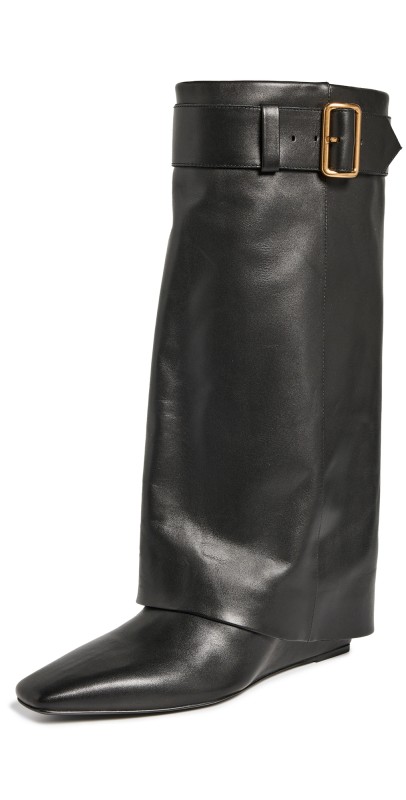 SIMKHAI Freyja Belted Fold Over Boots Black