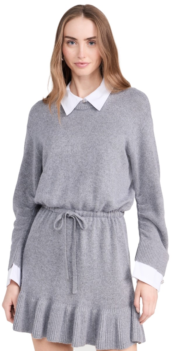 Cinq à Sept Rhinestone Button Kiana Dress Heather Grey/White