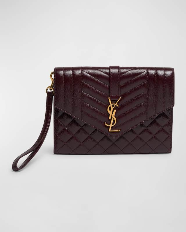 YSL Envelope Flap Pouch in Quilted Leather