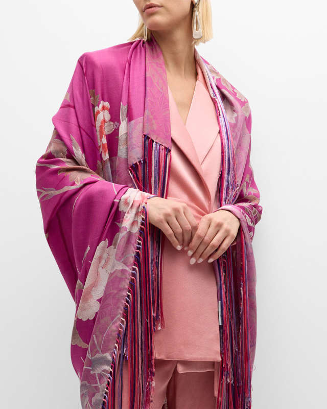 Multi-Color Patterned Silk Shawl