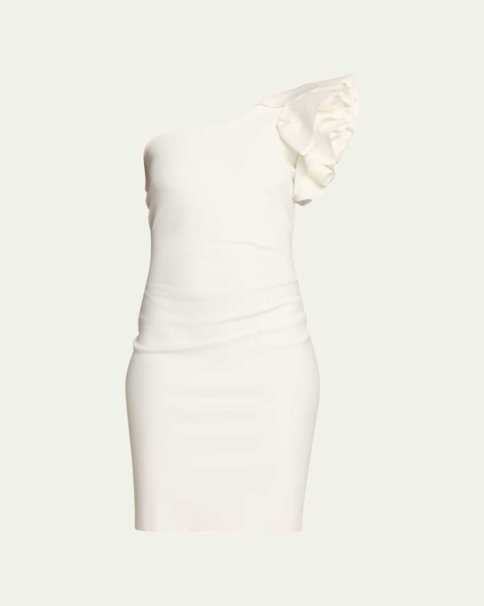 Umar Ruffle One-Shoulder Bodycon Midi Dress