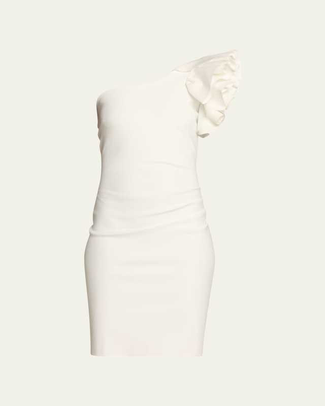 Umar Ruffle One-Shoulder Bodycon Midi Dress