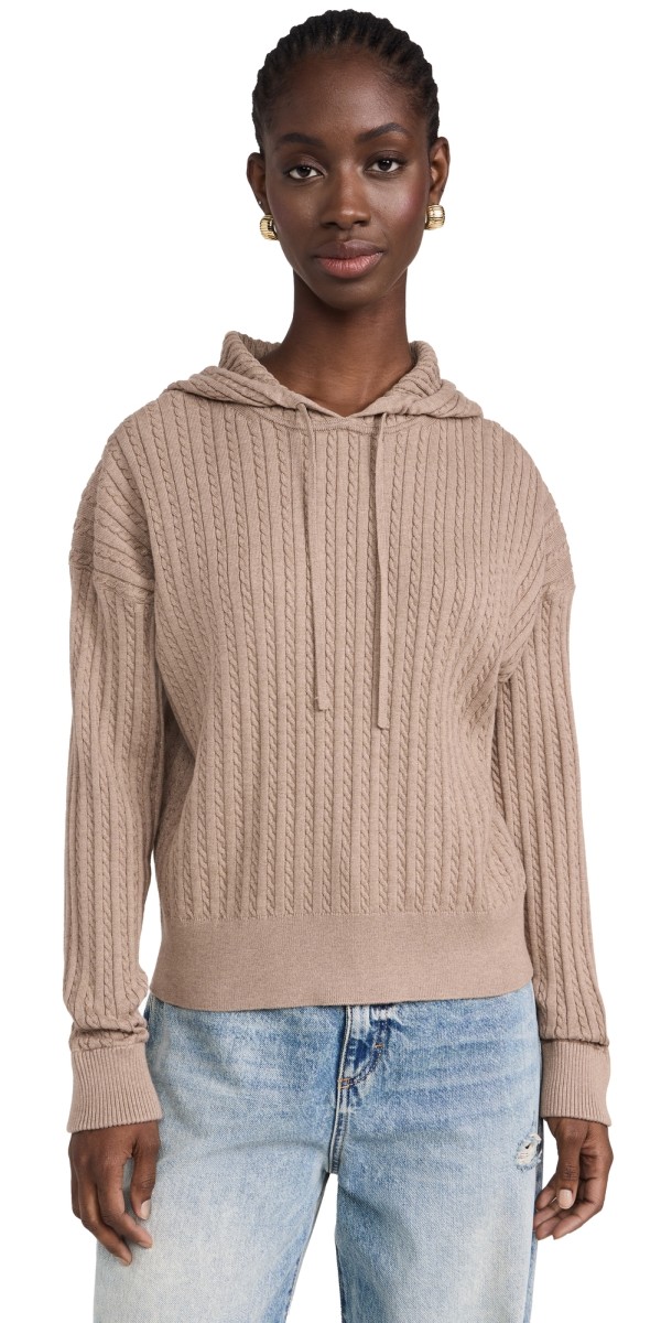 SIMKHAI Cable Hoodie Heather Teak