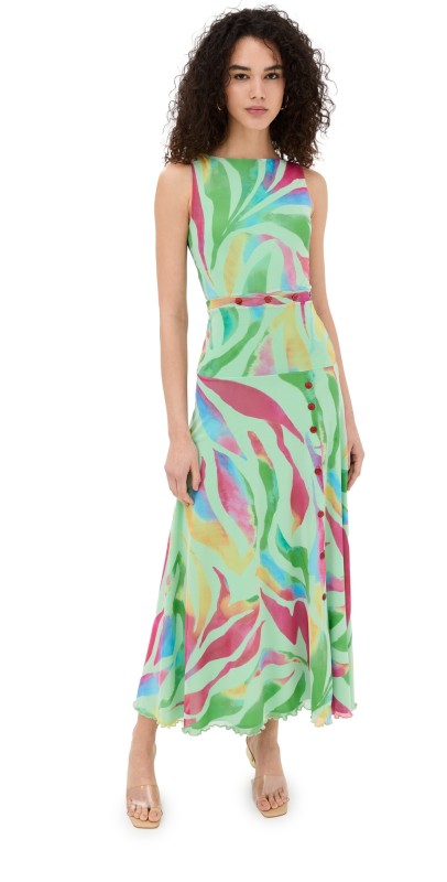Prabal Gurung Mariyana Cut Out Dress Mint Multi