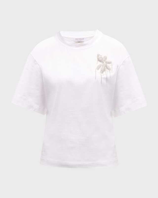 Monili Floral Crest Short-Sleeve Cotton T-Shirt