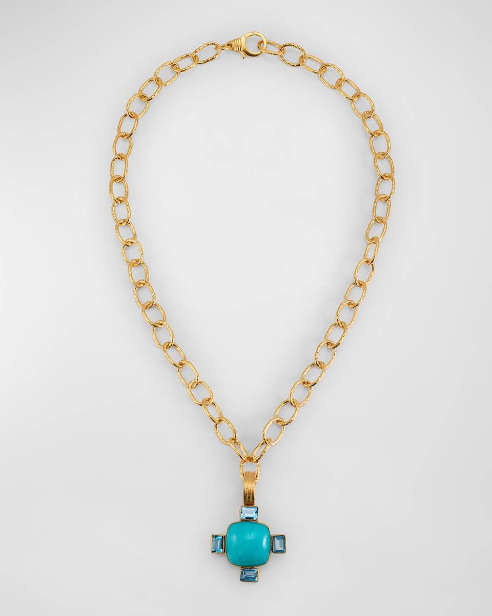 Amazonite and Blue Topaz Pendant Chain Necklace