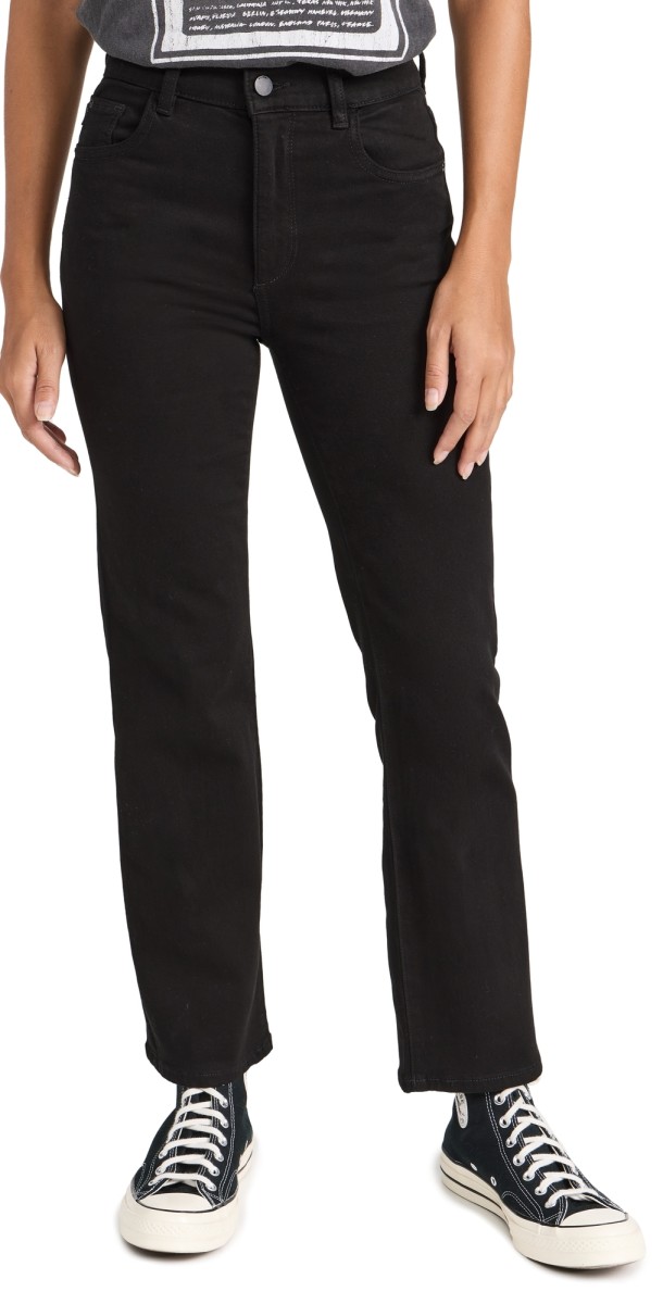 DL1961 Patti Straight High Rise Vintage Ankle Jeans Black Peached
