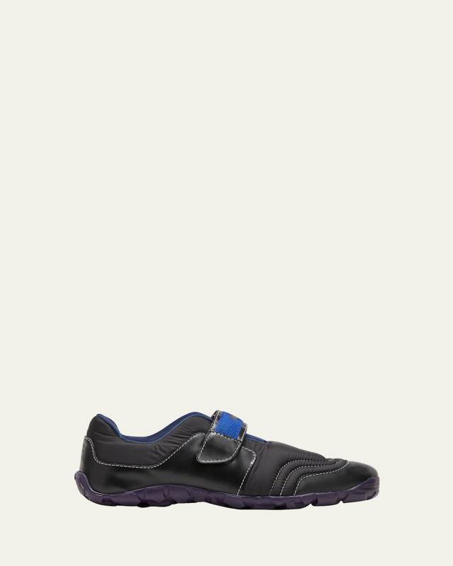 Quilted Nylon Grip-Strap Runner Sneakers