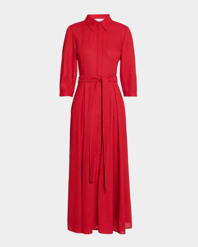 Andy 3/4-Sleeve Belted Maxi Shirtdress