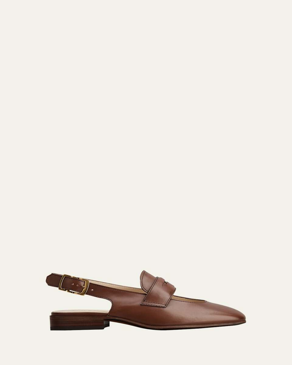 Leather Slingback Ballerina Penny Loafers