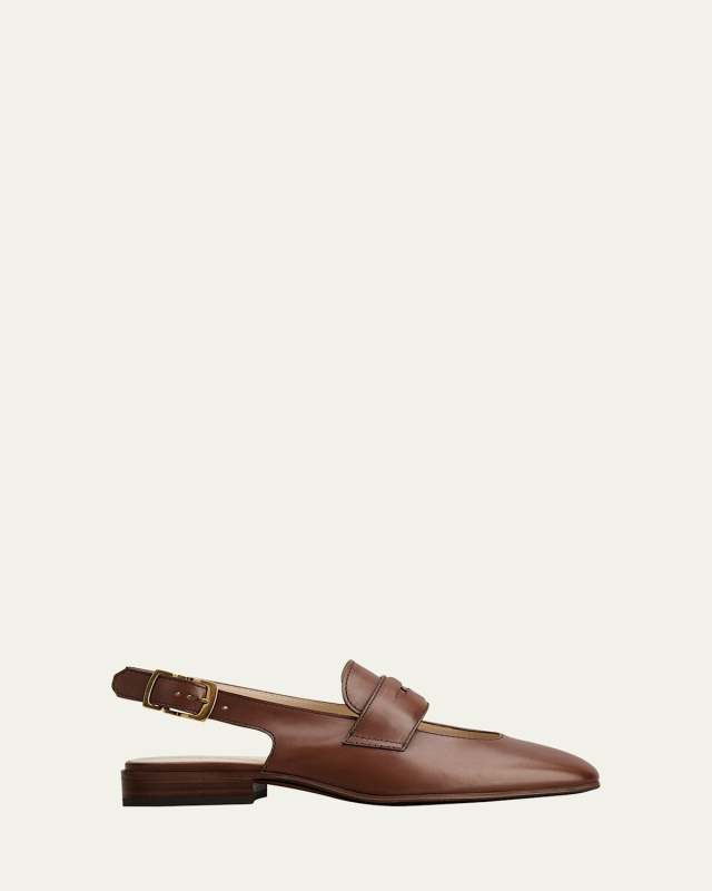 Leather Slingback Ballerina Penny Loafers