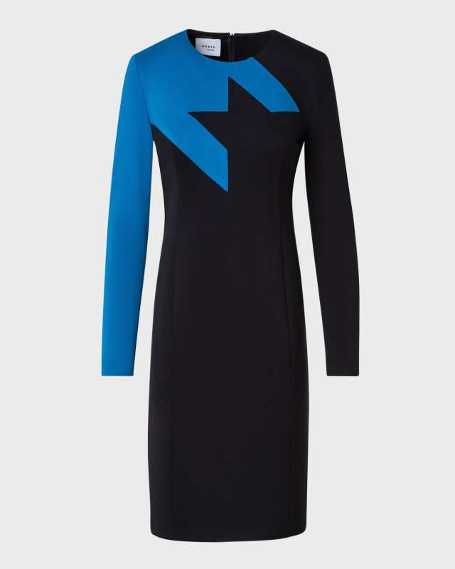 Houndstooth-Print Long-Sleeve Jersey Dress