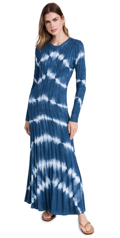 Polo Ralph Lauren Long Sleeve Day Dress Indigo Tie Dye