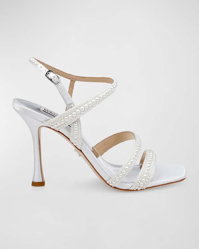 Brynlee Pearly Silk Ankle-Strap Sandals