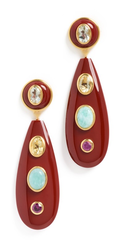 Lizzie Fortunato Torre Earrings in Chestnut Burgundy