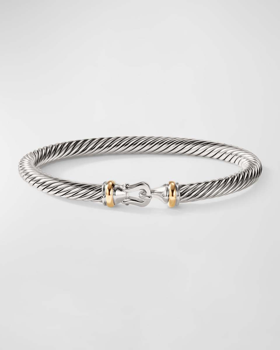 Cable Buckle Bracelet in Silver with 18K Gold, 5mm