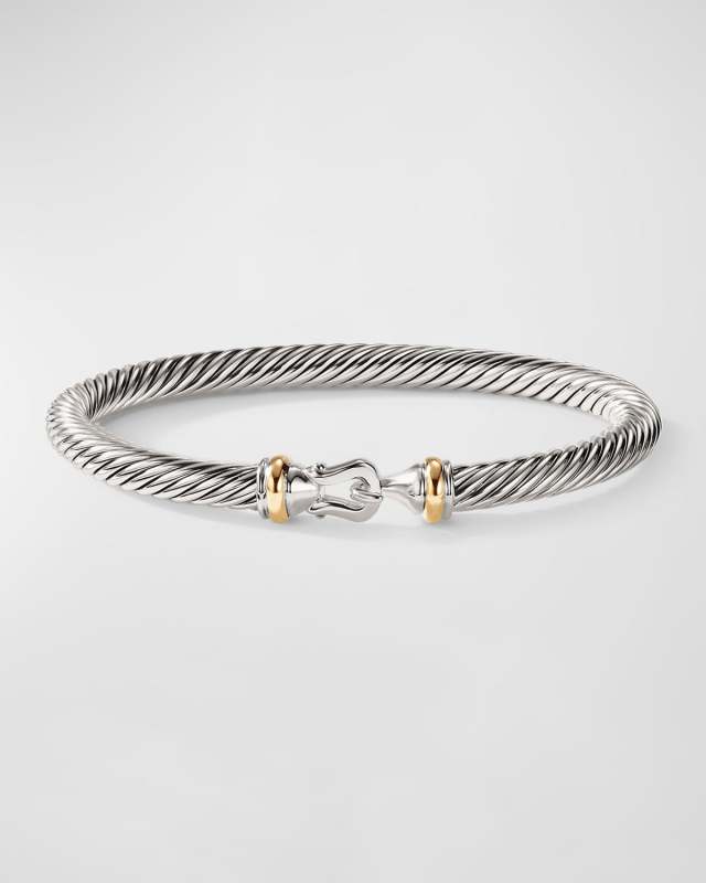 Cable Buckle Bracelet in Silver with 18K Gold, 5mm