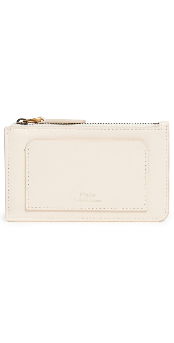 Polo Ralph Lauren Polo Bear Leather Zip Card Case Ivory