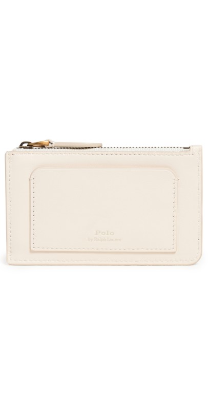 Polo Ralph Lauren Polo Bear Leather Zip Card Case Ivory