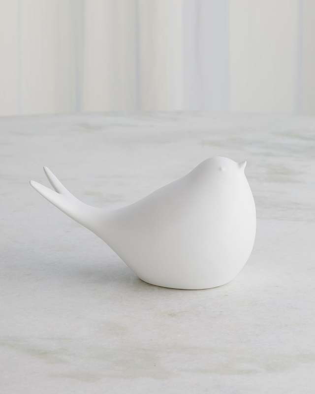 Sated Matte White Bird Figure