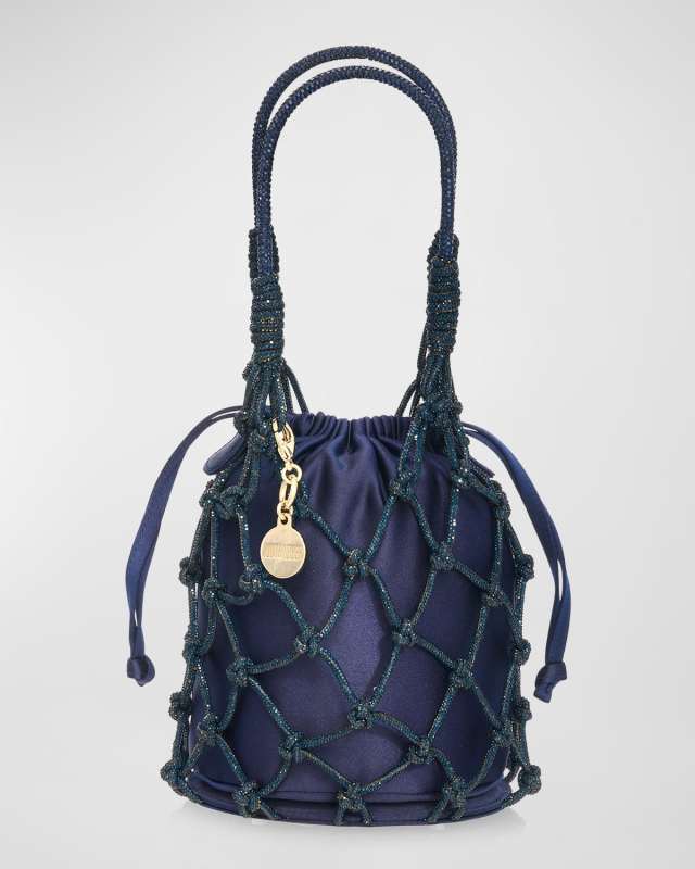 Sparkle Crystal Net Top-Handle Bag